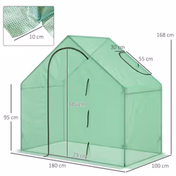 Outsunny Walk-In Portable Greenhouse Mini Grown House Steel Frame Window Green - Additional view 8