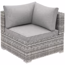 Outsunny Rattan Corner Sofa Garden Rattan Furniture Single Sofa Chair Light Grey - Additional view 8