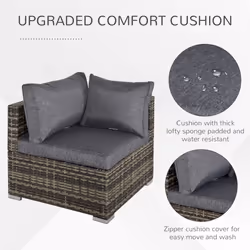 Outsunny Rattan Corner Sofa Garden Rattan Furniture Single Sofa Chair Dark Grey - Additional view 4