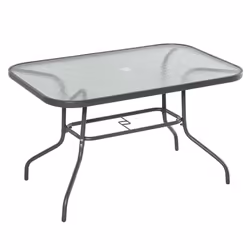 Outsunny Metal Garden Dining Table Outdoor Patio w/ Hole 120L x 80Wcm