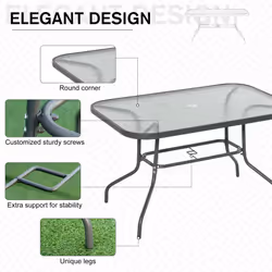 Outsunny Metal Garden Dining Table Outdoor Patio w/ Hole 120L x 80Wcm - Additional view 5