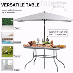 Outsunny Metal Garden Dining Table Outdoor Patio w/ Hole 120L x 80Wcm - Additional view 6