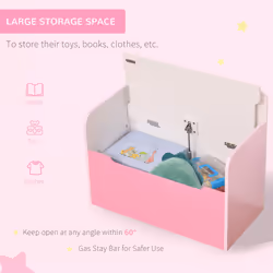 HOMCOM Kids Wooden Toy Box Children Storage Chest Bench Organiser Bedroom Pink - Additional view 11