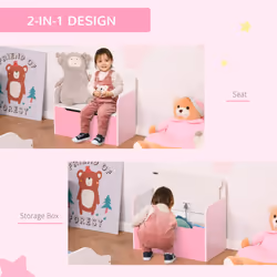 HOMCOM Kids Wooden Toy Box Children Storage Chest Bench Organiser Bedroom Pink - Additional view 4