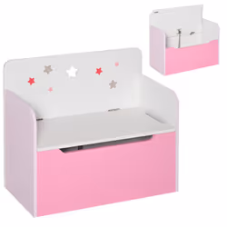 HOMCOM Kids Wooden Toy Box Children Storage Chest Bench Organiser Bedroom Pink - Additional view 5