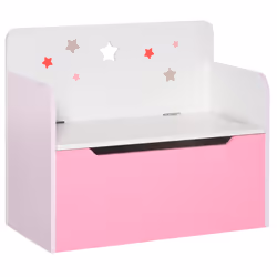 HOMCOM Kids Wooden Toy Box Children Storage Chest Bench Organiser Bedroom Pink - Additional view 8