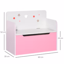 HOMCOM Kids Wooden Toy Box Children Storage Chest Bench Organiser Bedroom Pink - Additional view 9