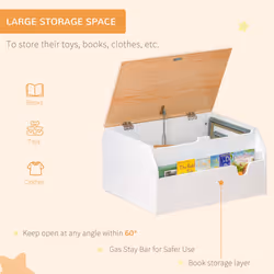 HOMCOM Wooden Kids Toy Box Children Storage Chest Organiser Book Slot White
