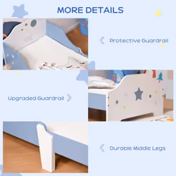 HOMCOM Kids Star Balloon Single Bed Frame w/ Guardrails Slats Bedroom Furniture - Additional view 4