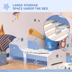 HOMCOM Kids Star Balloon Single Bed Frame w/ Guardrails Slats Bedroom Furniture - Additional view 5