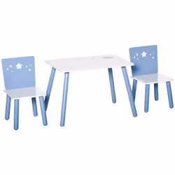 HOMCOM 3 Pcs Kids Table & Chairs Dining Set Wood Legs Safe Corners Stars Seating - Additional view 8
