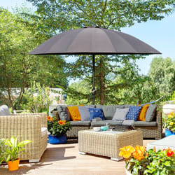 Outsunny 2.5m Round Curved Adjustable Parasol Sun Umbrella Metal Pole Grey