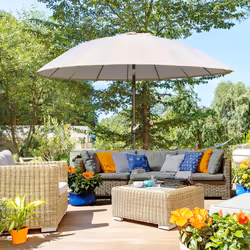 Outsunny 2.5m Round Curved Adjustable Parasol Outdoor Metal Pole Off-White