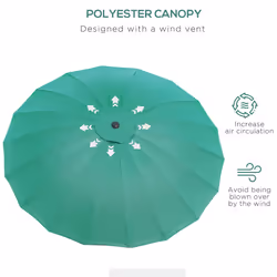 Outsunny 2.5m Round Curved Adjustable Parasol Sun Umbrella Metal Pole Green - Additional view 7