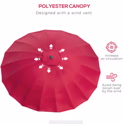 Outsunny 2.5m Round Curved Adjustable Parasol Sun Umbrella Metal Pole Red - Additional view 7