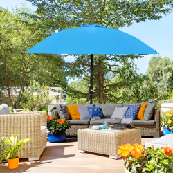 Outsunny 2.5m Round Curved Adjustable Parasol Sun Umbrella Metal Pole Blue