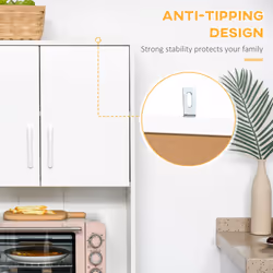 HOMCOM Modern Kitchen Cupboard Storage Organiser Microwave Cabinet White - Additional view 4