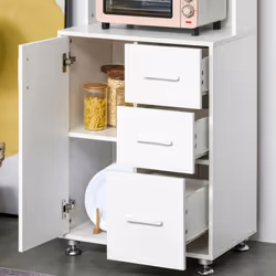 HOMCOM Modern Kitchen Cupboard Storage Organiser Microwave Cabinet White - Additional view 6