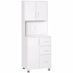 HOMCOM Modern Kitchen Cupboard Storage Organiser Microwave Cabinet White - Additional view 7