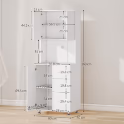 HOMCOM Modern Kitchen Cupboard Storage Organiser Microwave Cabinet White - Additional view 8