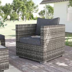 Outsunny Single Wicker Furniture Sofa Chair w/ Padded Cushion for Garden Balcony