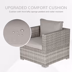 Outsunny Single Wicker Furniture Sofa Chair w/ Padded Cushion for Garden Balcony - Additional view 4