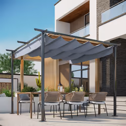 Outsunny 3x3m Outdoor Pergola Metal Gazebo Porch Awning Retractable Canopy