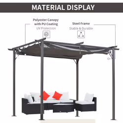 Outsunny 3x3m Outdoor Pergola Metal Gazebo Porch Awning Retractable Canopy