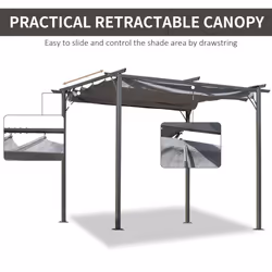 Outsunny 3x3m Outdoor Pergola Metal Gazebo Porch Awning Retractable Canopy