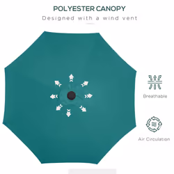 Outsunny 2.67m Patio LED Umbrella with Push Button Tilt/Crank 8 Ribs Green - Additional view 4