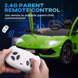 HOMCOM Lamborghini SVJ 12V Ride-On Car w/ Lights Music Remote 3-8 Yrs Green