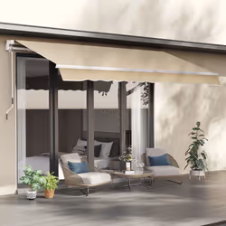 Outsunny 3.5x2.5m Manual Awning Window Door Sun Weather Shade w/ Handle Beige