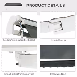 Outsunny 3.5M x 2.5M Manual Awning Canopy Retractable Sun Shade Shelter