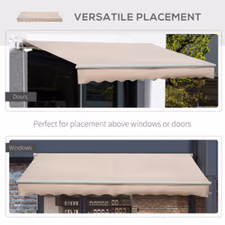 Outsunny 4x2.5m Manual Awning Window Door Sun Weather Shade w/ Handle Beige - Additional view 4