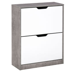 HOMCOM Two Drawer Shoe Cabinet Home Storage Organiser w/ Handles