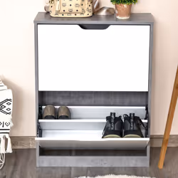 HOMCOM Two Drawer Shoe Cabinet Home Storage Organiser w/ Handles