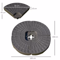 Outsunny 4PCs Cantilever Offset Patio Umbrella Base Stand, Water & Sand Filled