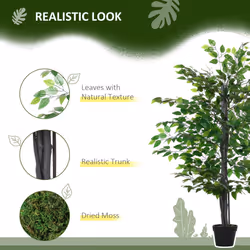 Outsunny 145cm Artificial Banyan Plant Faux Decor Tree w/ Pot Indoor Outdoor