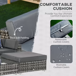 Outsunny 6 Pieces Rattan Furniture Set Conservatory Sofa Deluxe Wicker Garden