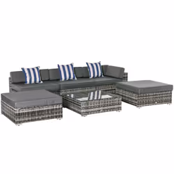 Outsunny 6 Pieces Rattan Furniture Set Conservatory Sofa Deluxe Wicker Garden - Additional view 8
