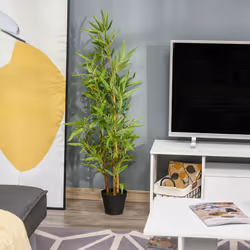 Outsunny Set of 2 120cm/4FT Artificial Bamboo Trees Plant w/ Pot Indoor Outdoor - Additional view 4