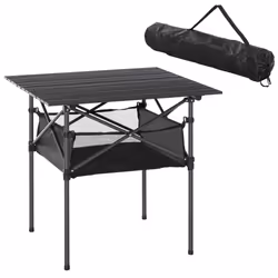 Outsunny Aluminum Camping Table Folding Table Picnic Table w/ Mesh  Bag, Black - Additional view 8