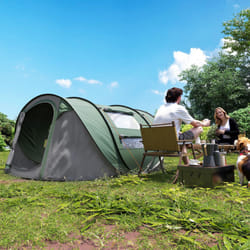 Outsunny Camping Tent Dome Pop-up Tent  with Windows for 4-5 Person Dark Green