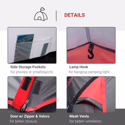 Outsunny 3 Man Camping Tent w/ 2 Rooms Porch Vents Rainfly Weather-Resistant