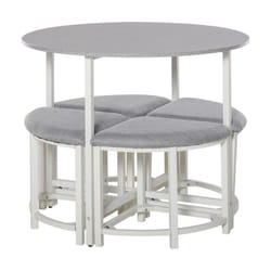 HOMCOM Modern Round Dining Table Set with 4 Upholstered Stools, Dining