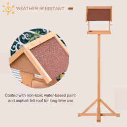 PawHut Wooden Bird Feeder w/ Cross-shaped Support Feet Weather Resistant Roof - Additional view 4