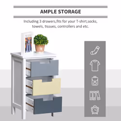 HOMCOM 3 Drawer Colourful Storage Cabinet Tower Dresser Chest Organiser Home