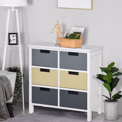 HOMCOM Simple Chest of 6 Drawers Storage Cabinet for Dining & Living Room