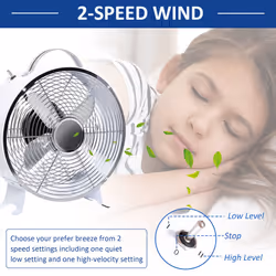 HOMCOM 26cm White 2-Speed Electric Fan With Safe Guard