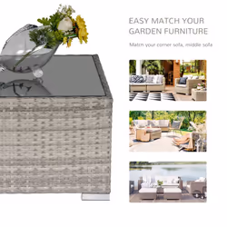 Outsunny Patio Wicker Coffee Table Suitable for Backyard, Grey - Additional view 5